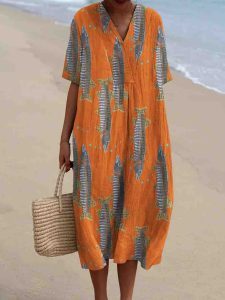Summer Fashion V-neck Dress Women's Casual And Comfortable