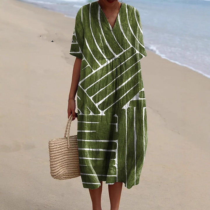 Summer Fashion V-neck Dress Women's Casual And Comfortable