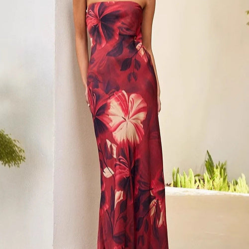 Tube Top Fashion Printing Elegant Dress