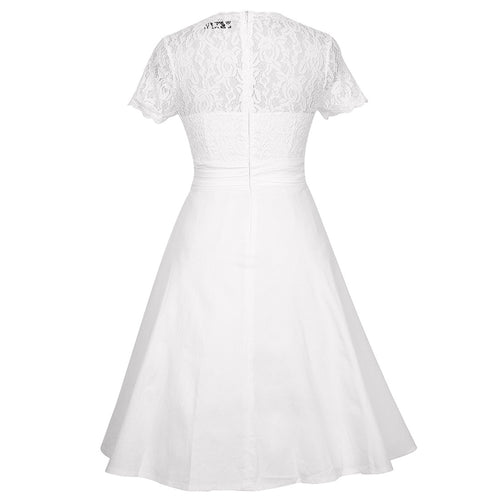 Autumn And Winter V-neck Sexy Short Sleeve Lace Hollow Dress