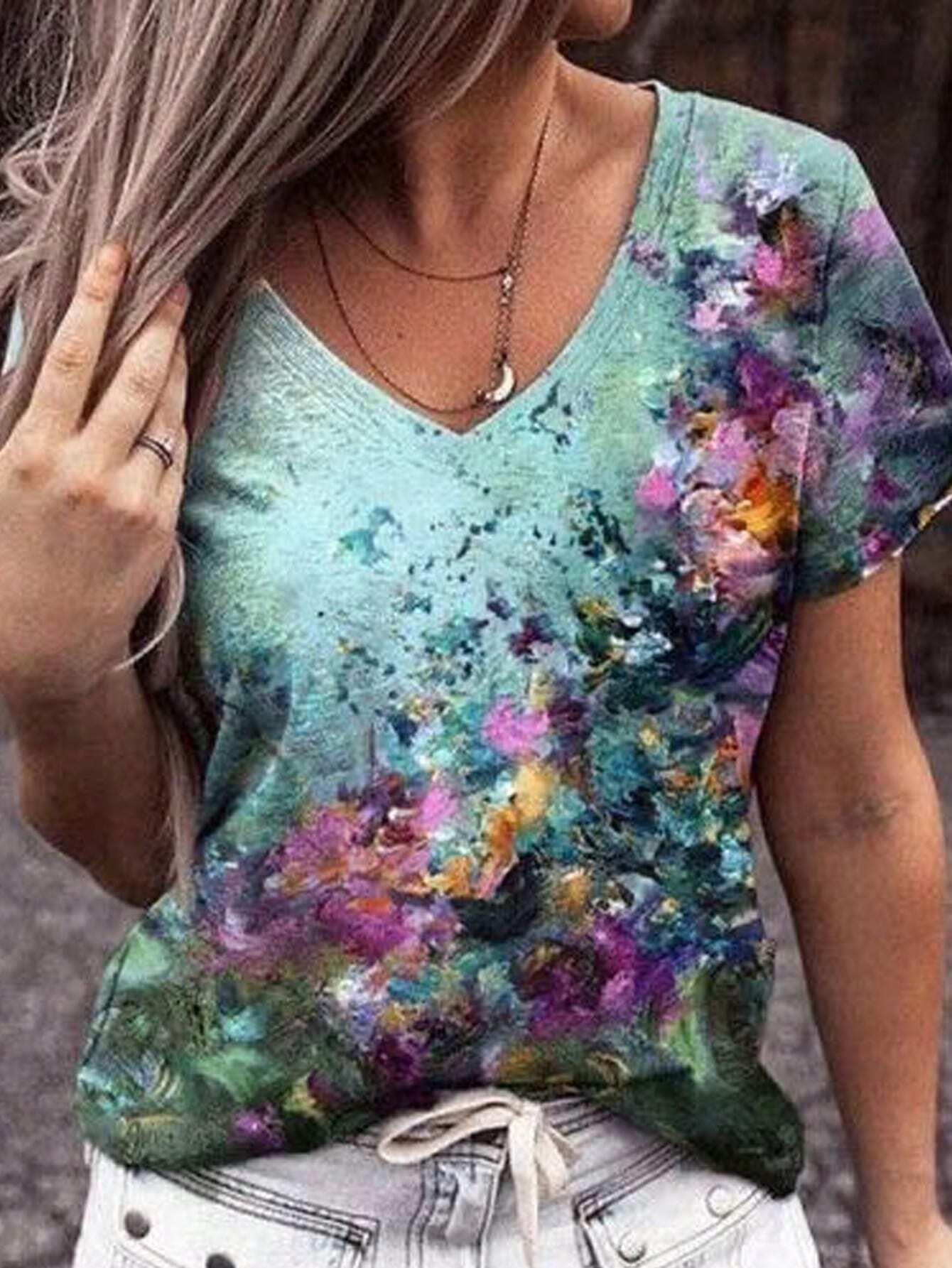 European And American Style Casual Women's Commuter Elegant V-neck Short Sleeve