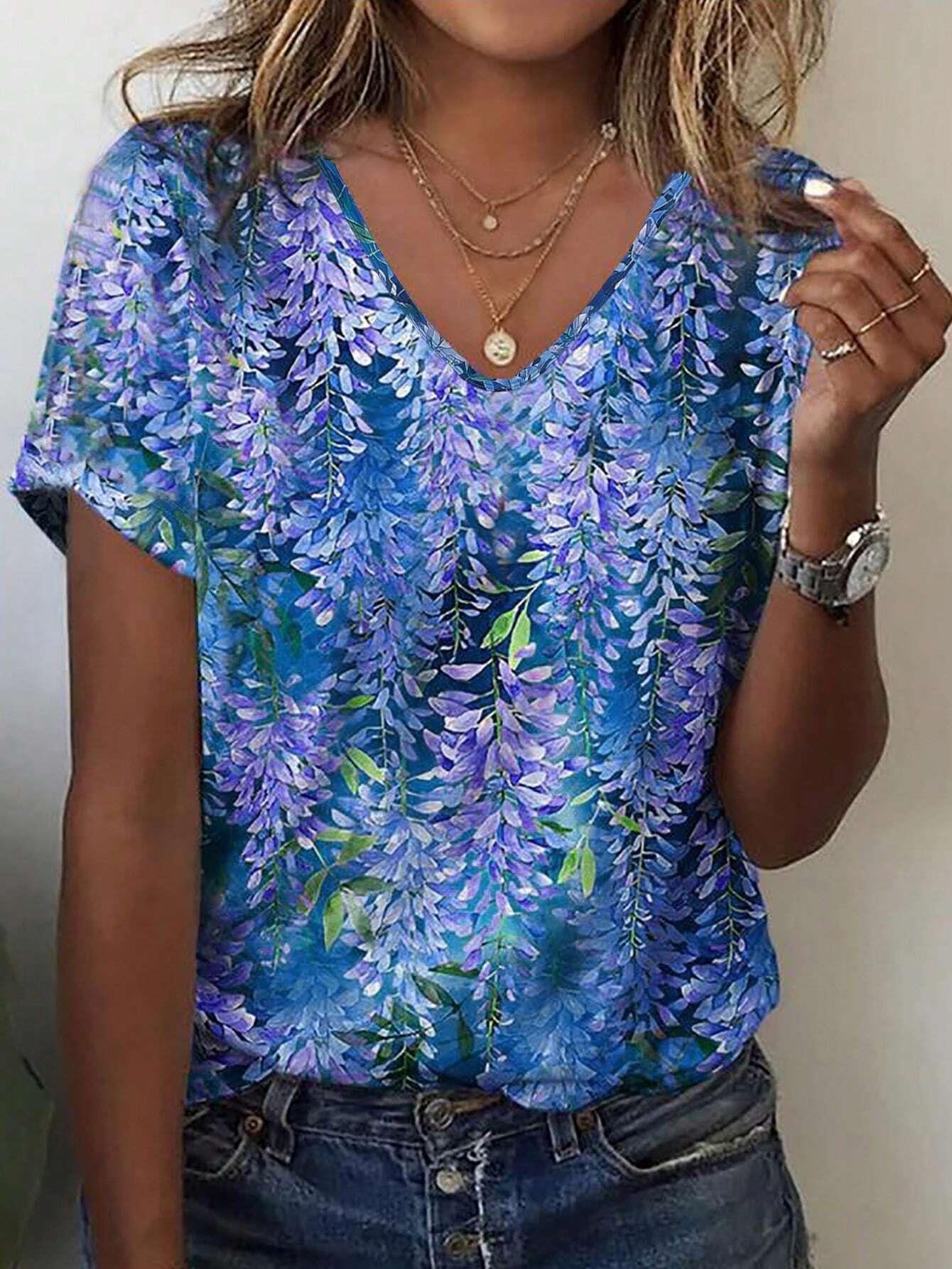 European And American Style Casual Women's Commuter Elegant V-neck Short Sleeve