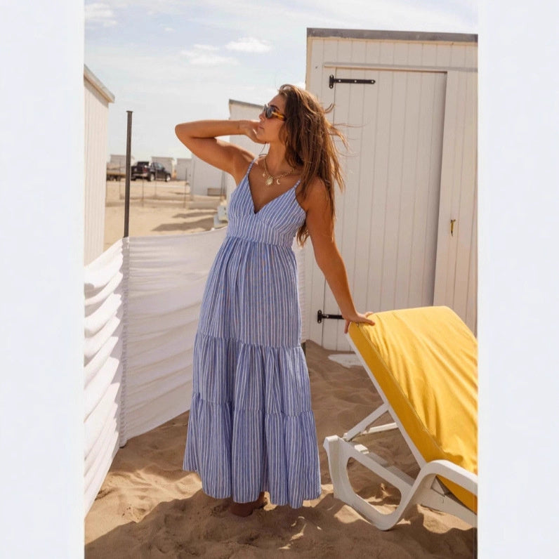 Women's Summer Suspender Stripes Dress Suspender Skirt