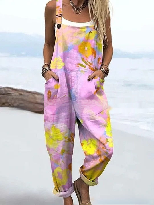 Women's Floral Element Print Fashion Casual Women's Jumpsuit