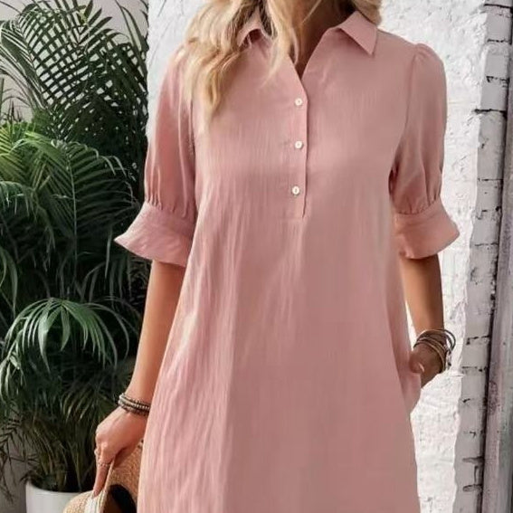 Spring And Autumn Women's Clothing New Casual Loose Solid Color Dress