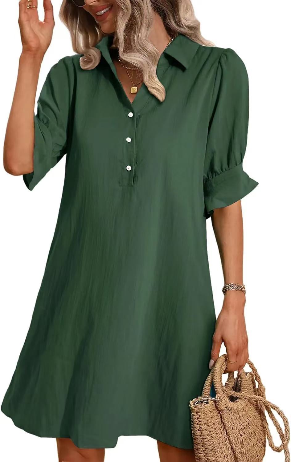 Spring And Autumn Women's Clothing New Casual Loose Solid Color Dress