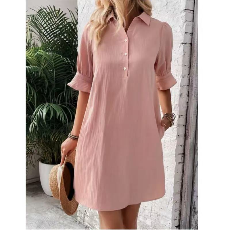 Spring And Autumn Women's Clothing New Casual Loose Solid Color Dress