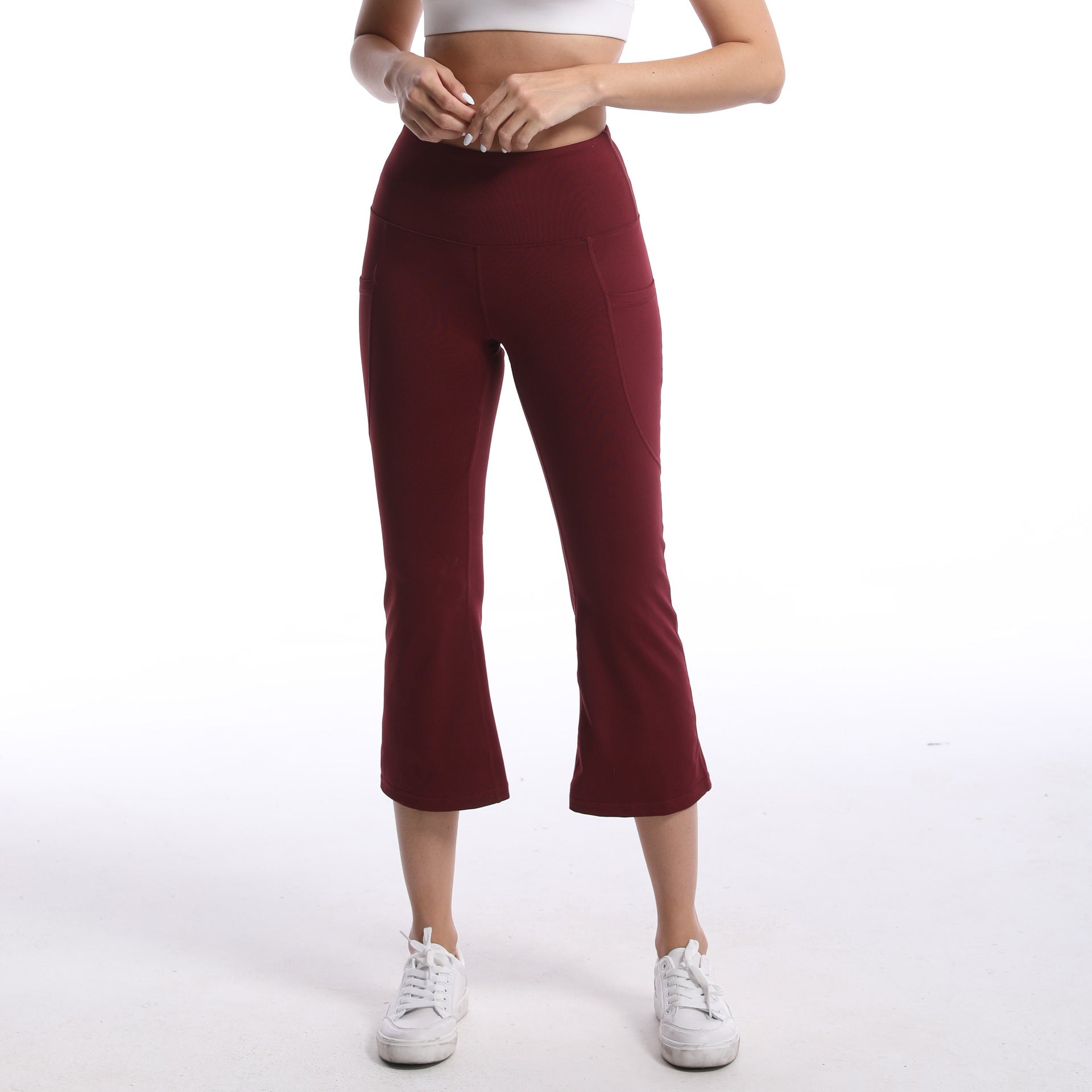 Pocket Solid Color Stretch Hip Lift Sports Nude Feel Yoga Leggings