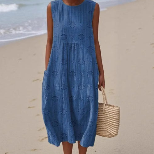 Summer New Sleeveless Printed Temperament Long Dress Dress Casual