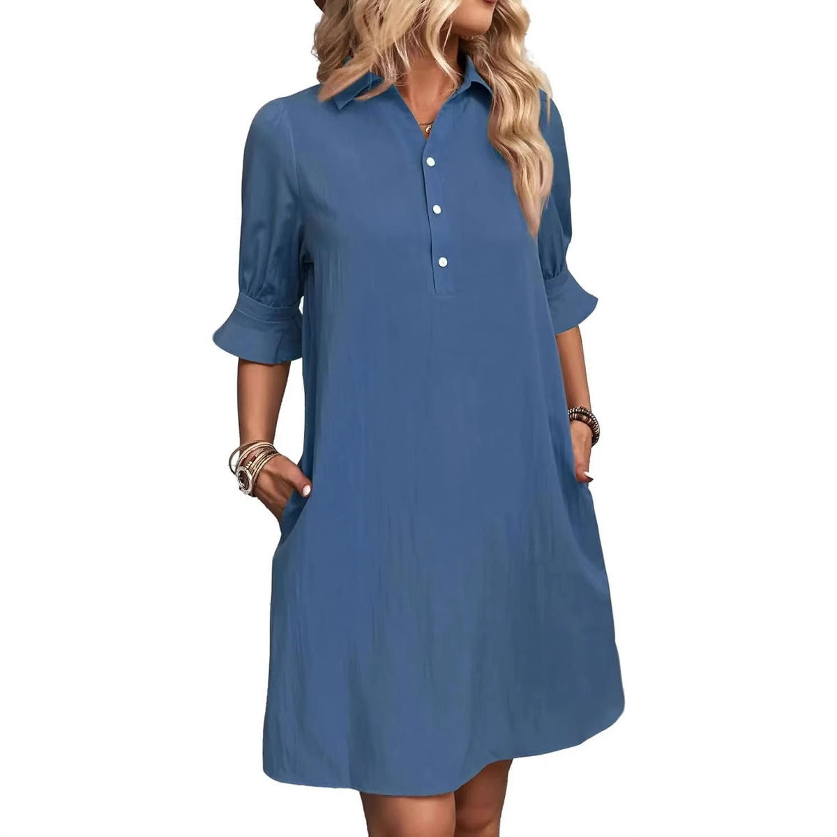 Spring And Autumn Women's Clothing New Casual Loose Solid Color Dress
