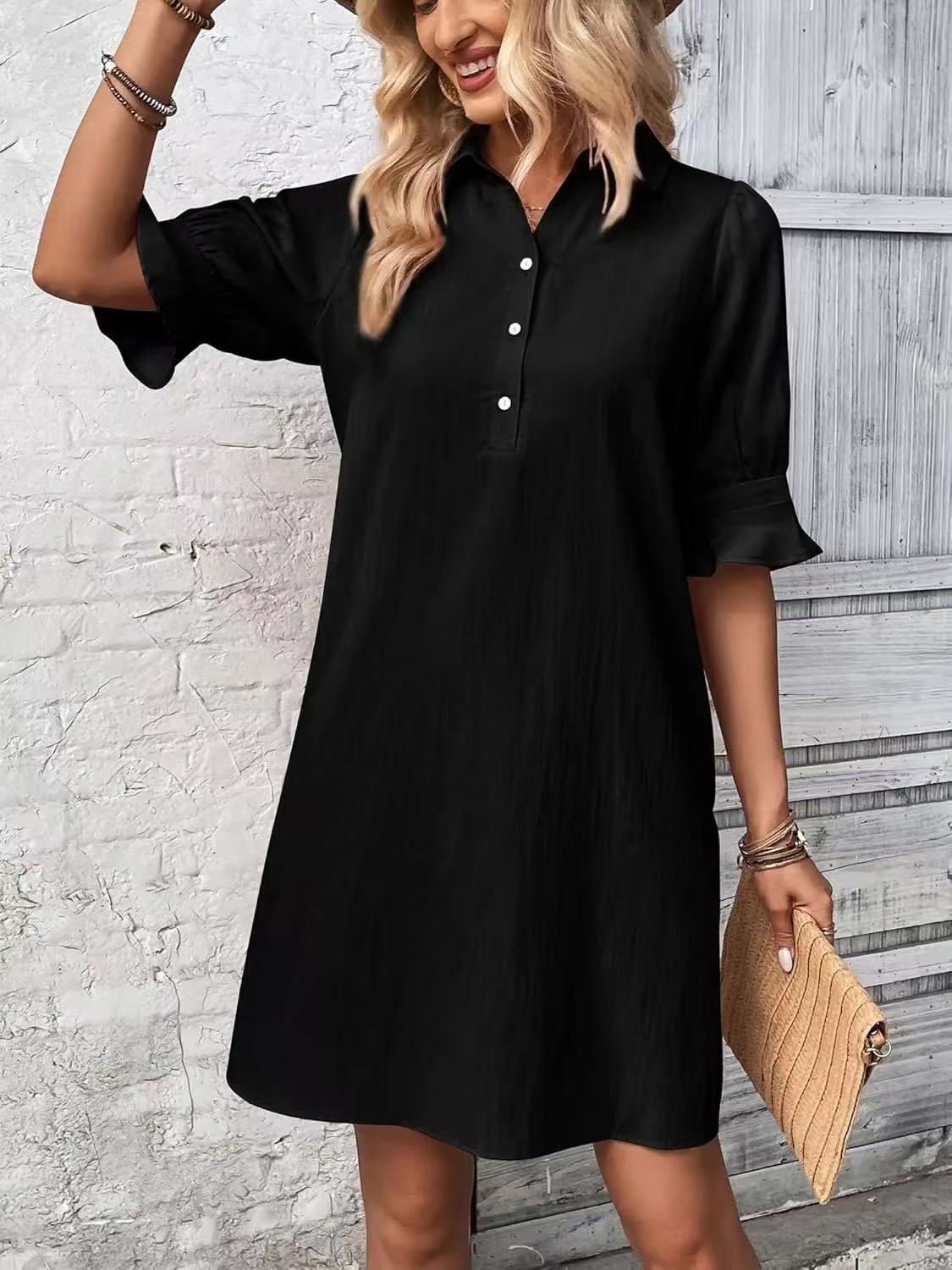 Spring And Autumn Women's Clothing New Casual Loose Solid Color Dress