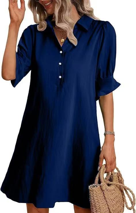 Spring And Autumn Women's Clothing New Casual Loose Solid Color Dress