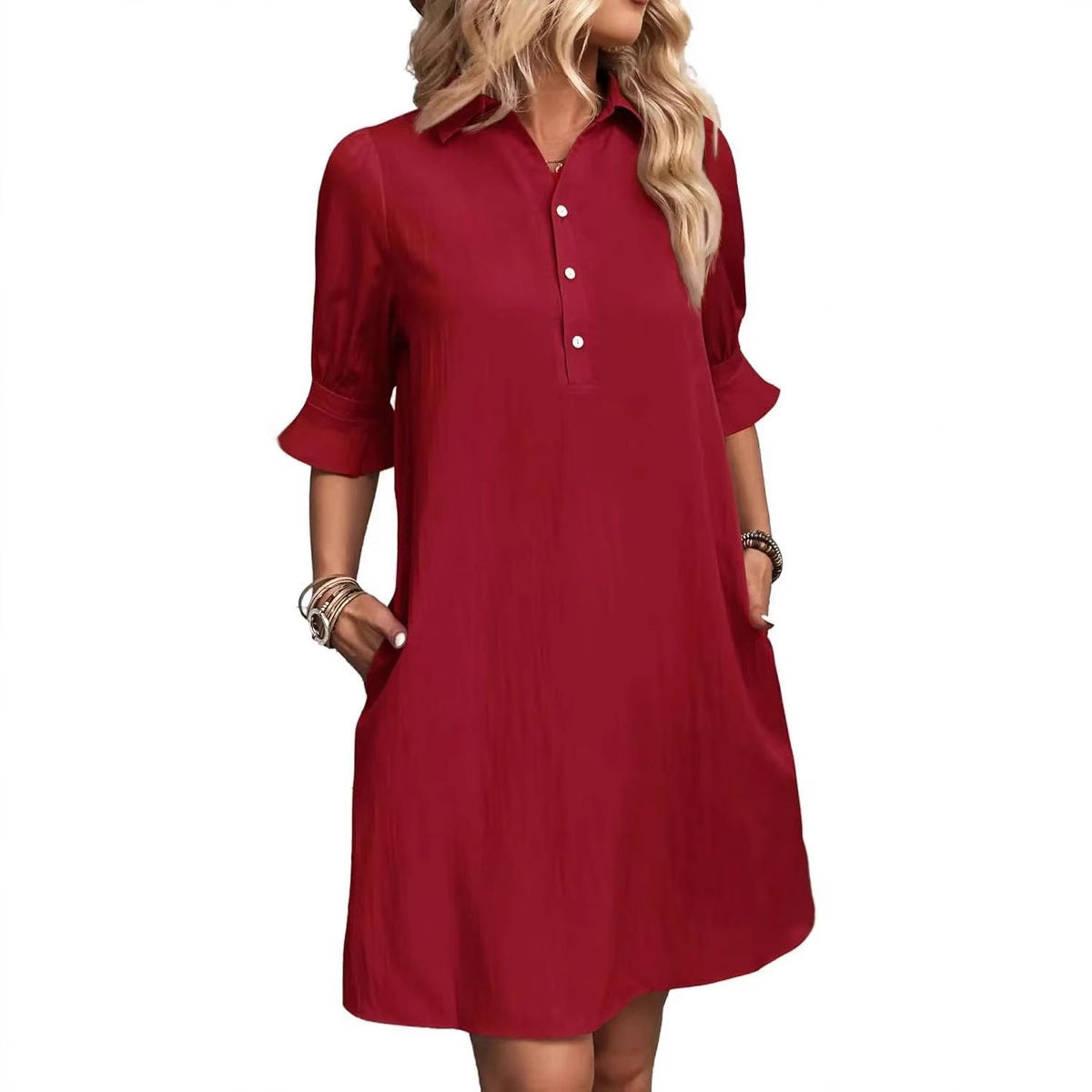 Spring And Autumn Women's Clothing New Casual Loose Solid Color Dress
