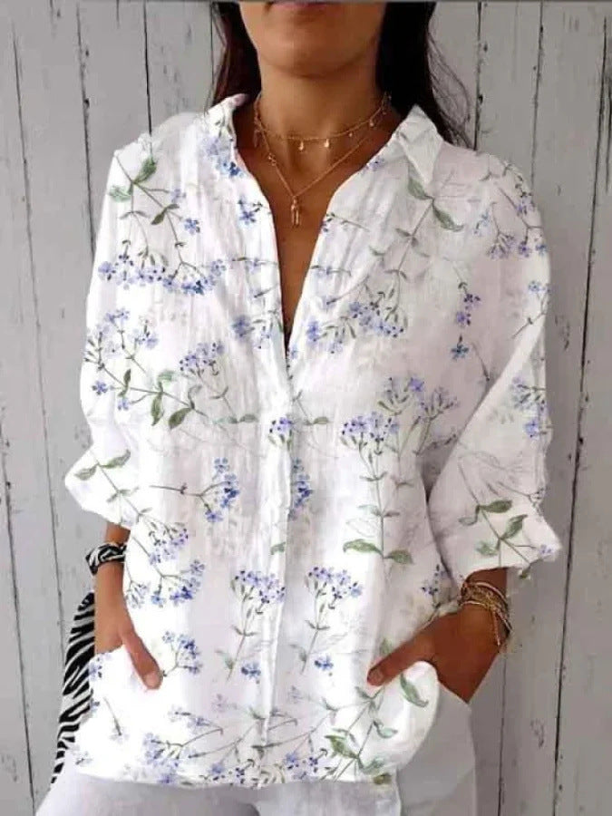 Women's Creative Fashion 3D Printing Lapel Casual Shirt