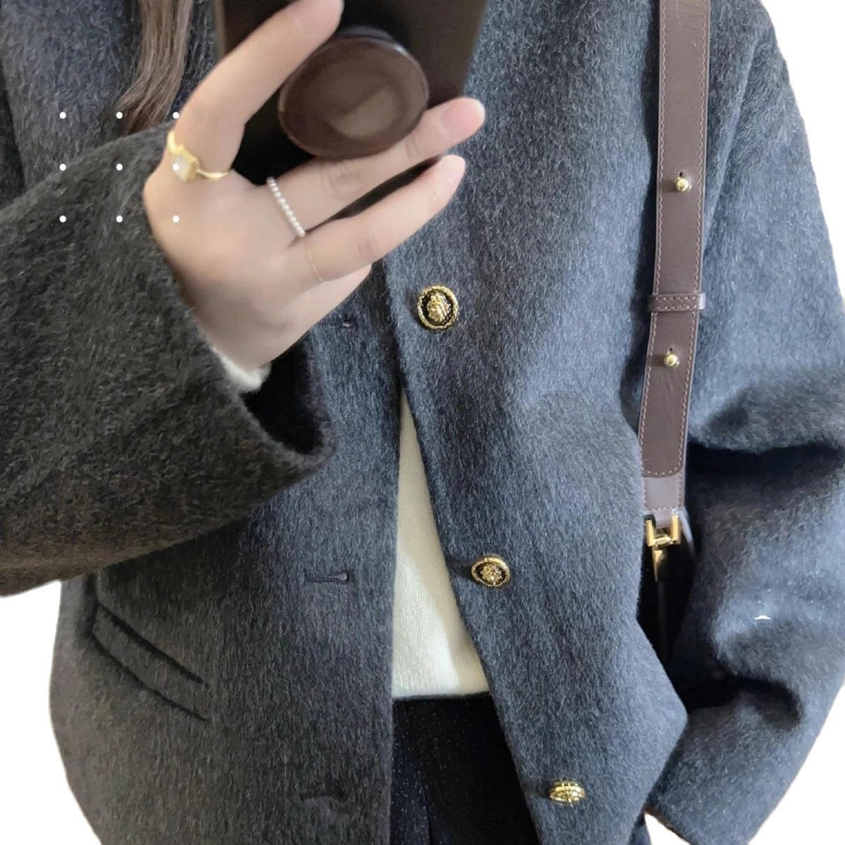 Loose Woolen Coat Short Woolen Overcoat