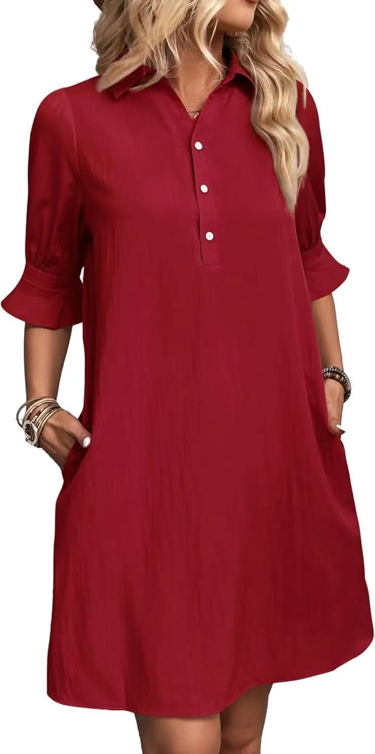 Spring And Autumn Women's Clothing New Casual Loose Solid Color Dress