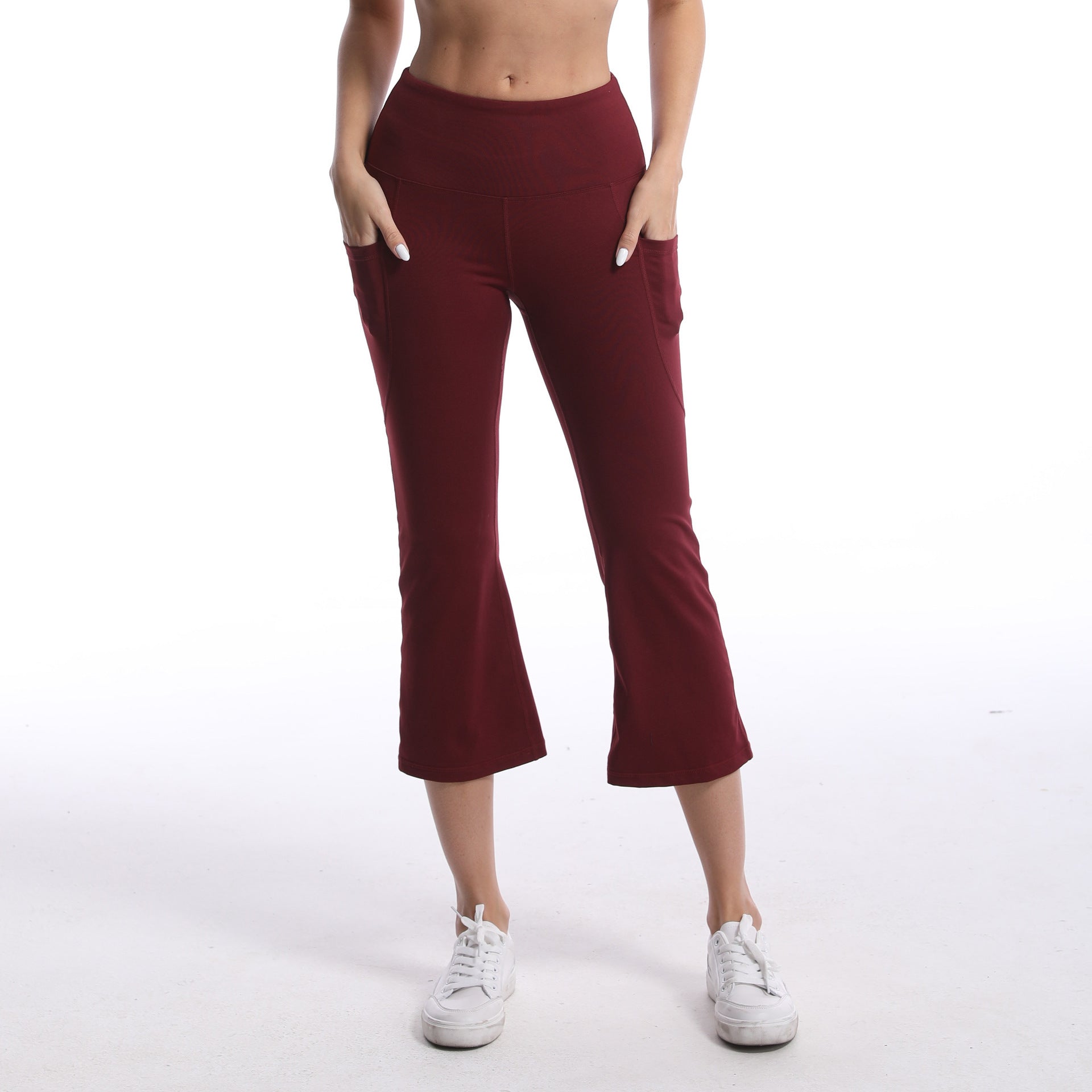 Pocket Solid Color Stretch Hip Lift Sports Nude Feel Yoga Leggings