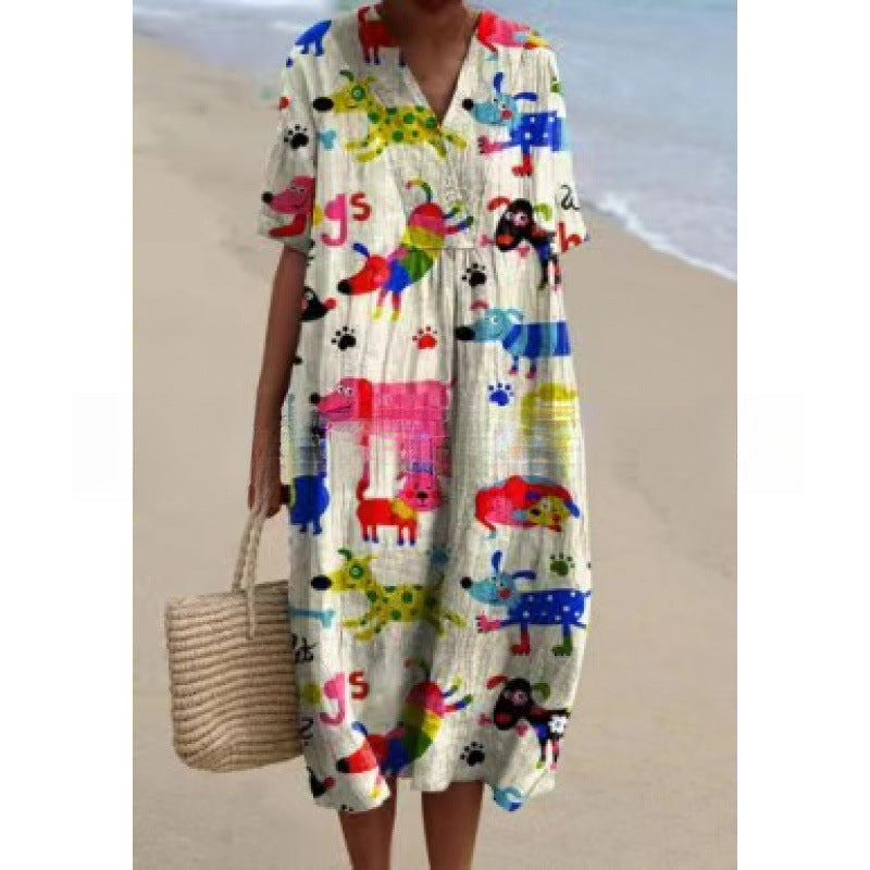 Summer Fashion V-neck Dress Women's Casual And Comfortable