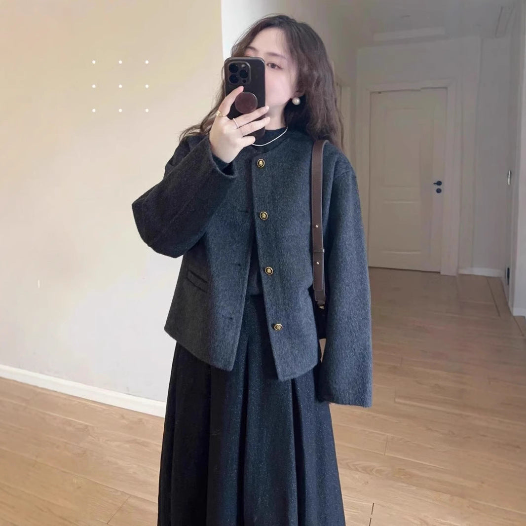 Loose Woolen Coat Short Woolen Overcoat