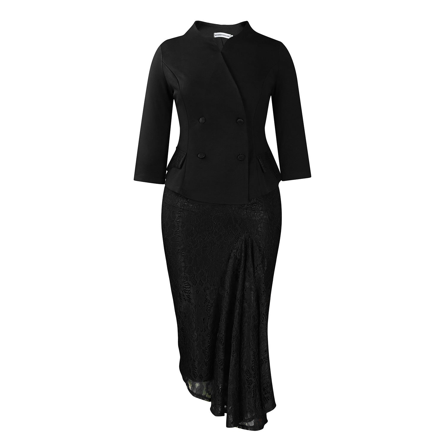 Long Sleeve Top Lace Package Hip Skirt Two-piece Set African Suit