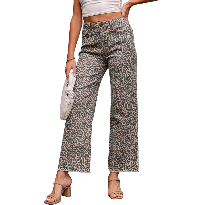 Women's European And American Personalized High Waist Frayed Jeans