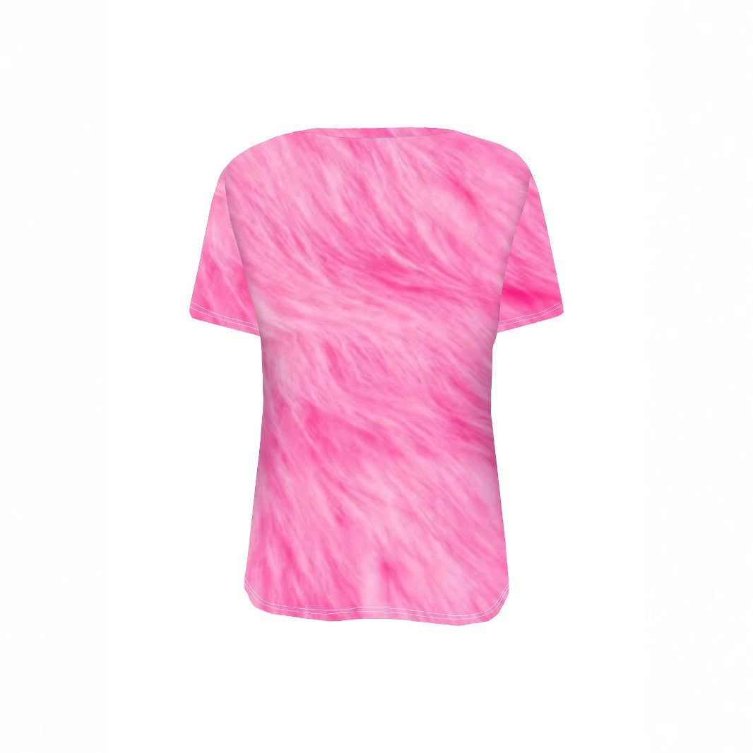 Women's Round Neck Casual Loose Short Sleeves T-shirt Mixed Color 3D Digital Printing