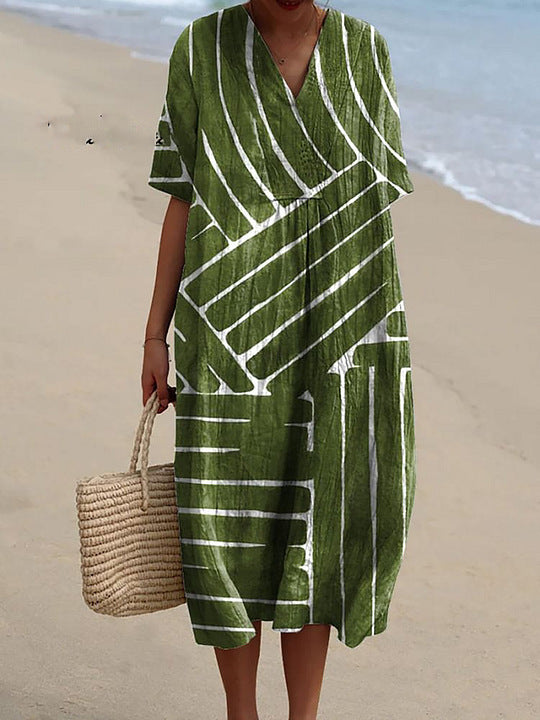 Summer Fashion V-neck Dress Women's Casual And Comfortable
