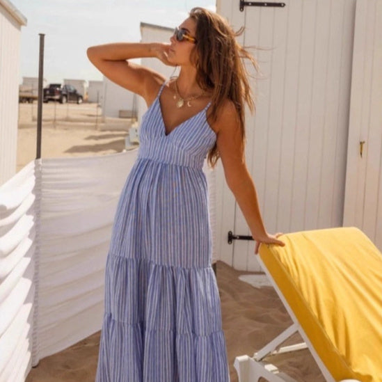Women's Summer Suspender Stripes Dress Suspender Skirt